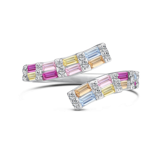 [Mirelle Jewelry]Charming Colorful Radiant Cut Adjustable Daily Ring