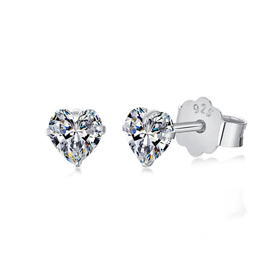 [Mirelle Jewelry]Sparkling Heart Shaped Simple Earrings