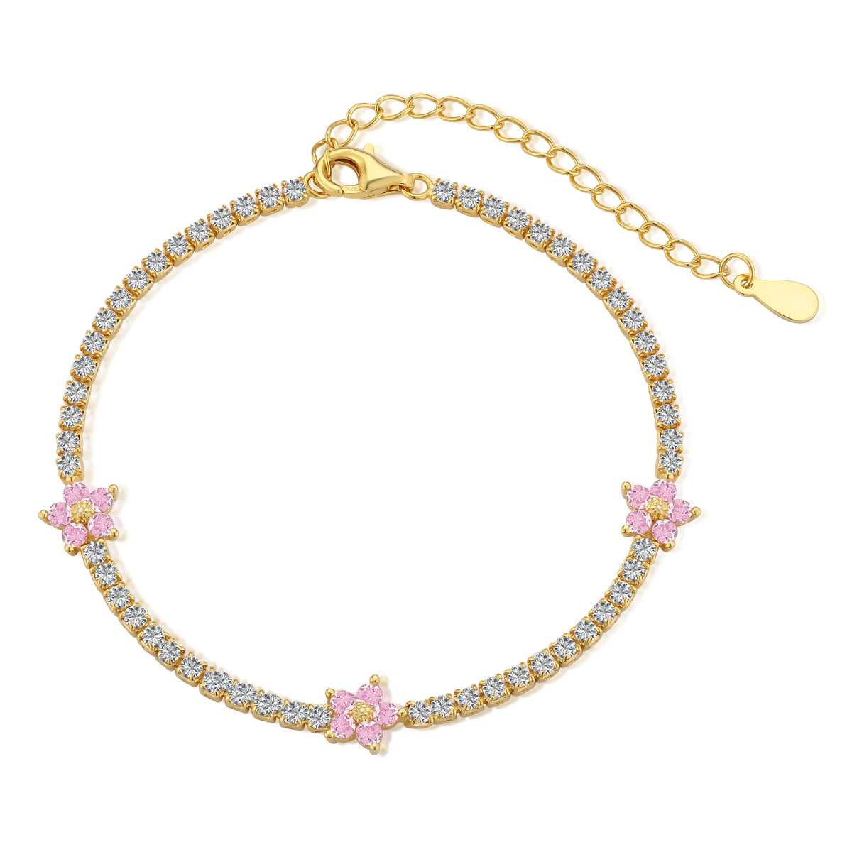 [Mirelle Jewelry]Sparkling Flower Shape Tennis Bracelet
