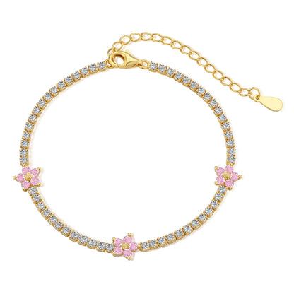 [Mirelle Jewelry]Sparkling Flower Shape Tennis Bracelet