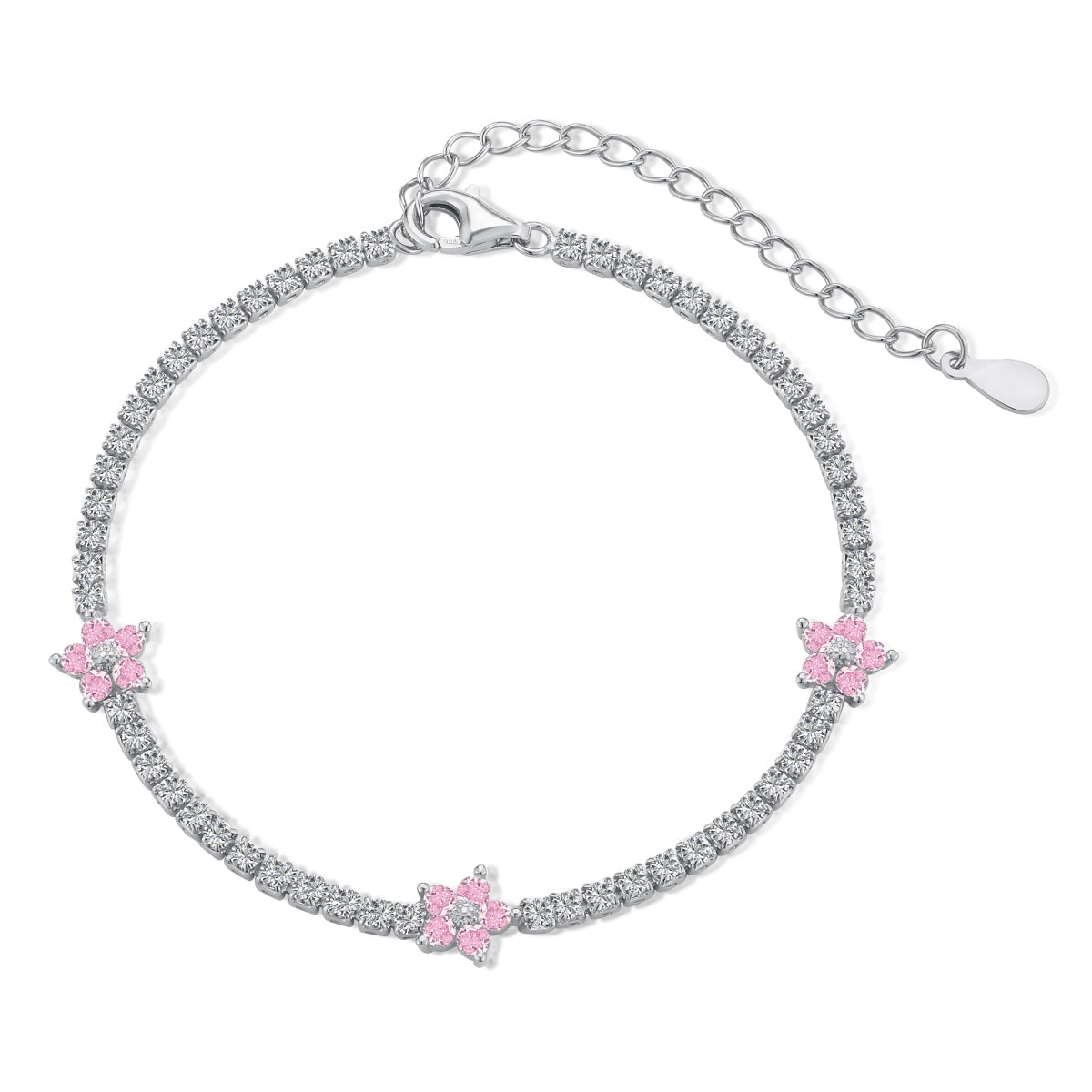 [Mirelle Jewelry]Sparkling Flower Shape Tennis Bracelet