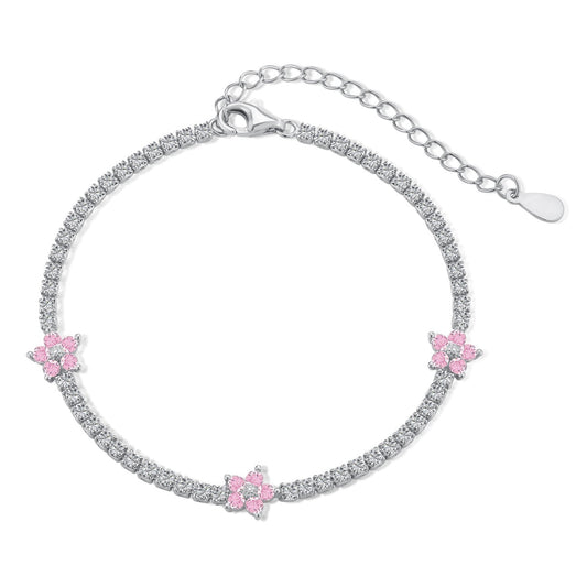 [Mirelle Jewelry]Sparkling Flower Shape Tennis Bracelet