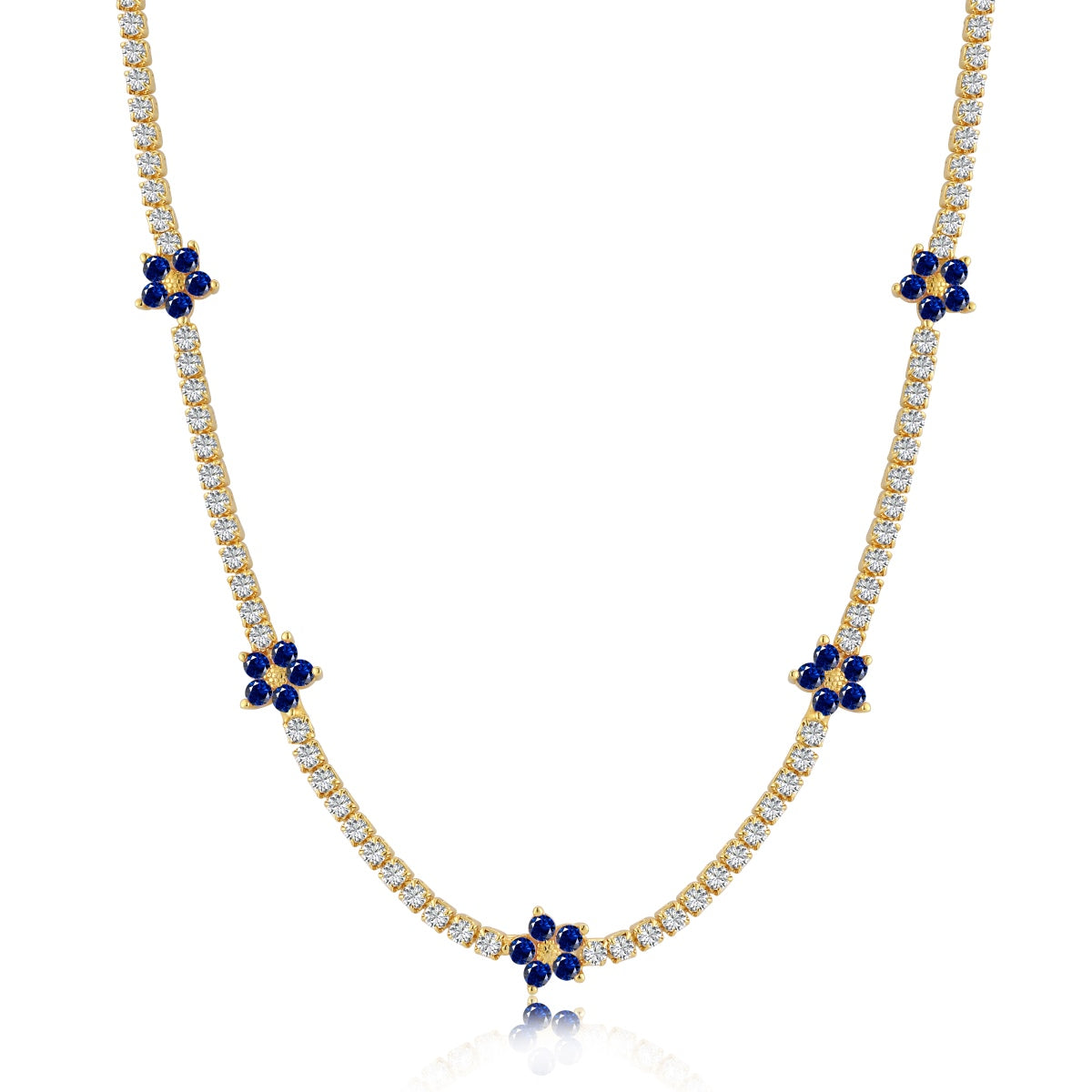 [Mirelle Jewelry]Luxurious Colorful Flower Tennis Necklace