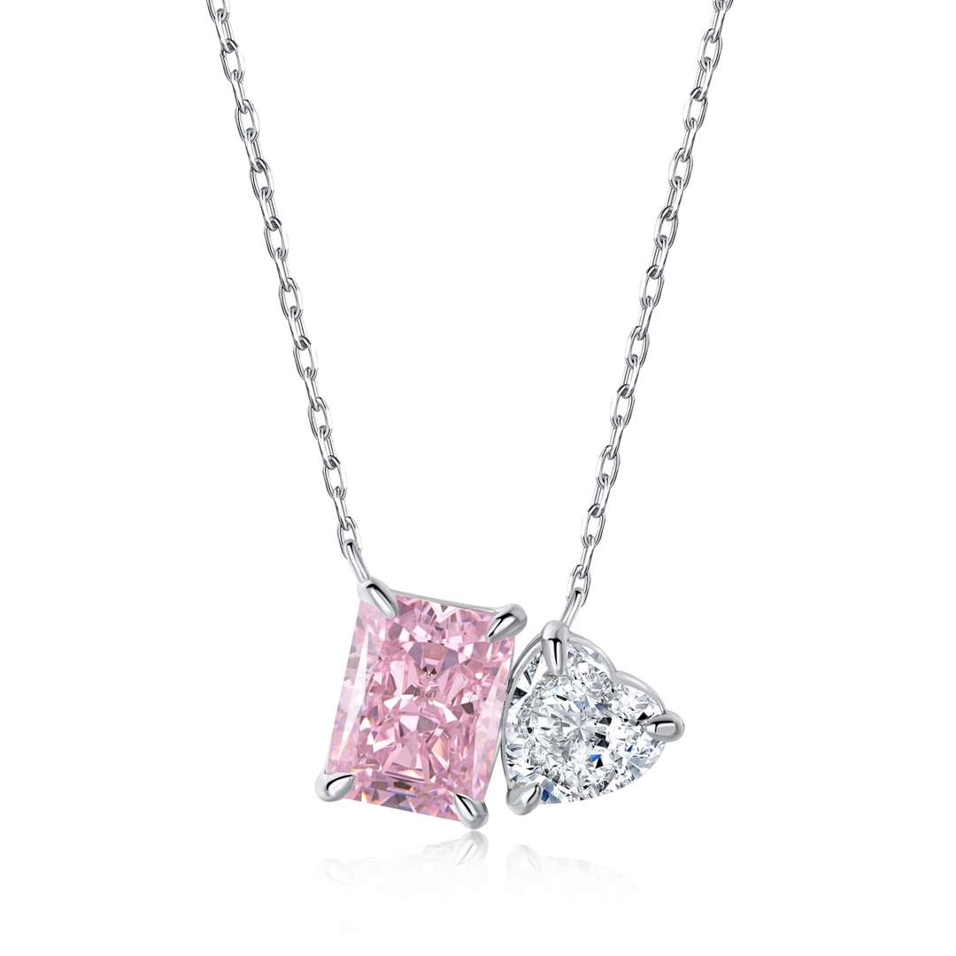 [Mirelle Jewelry]Dazzling Square & Heart Shape Necklace
