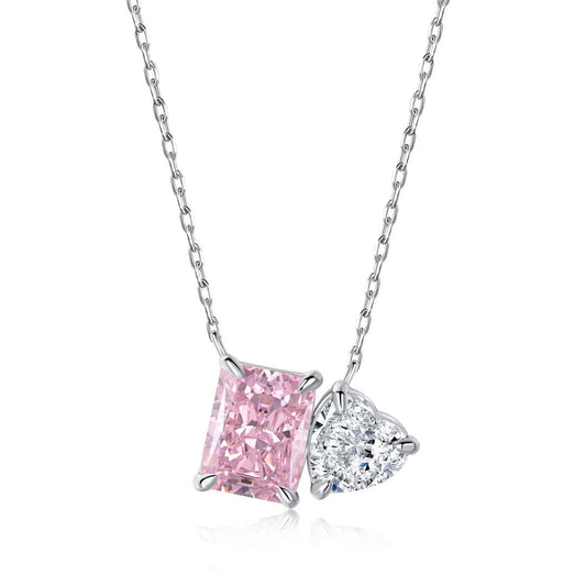 [Mirelle Jewelry]Dazzling Square & Heart Shape Necklace