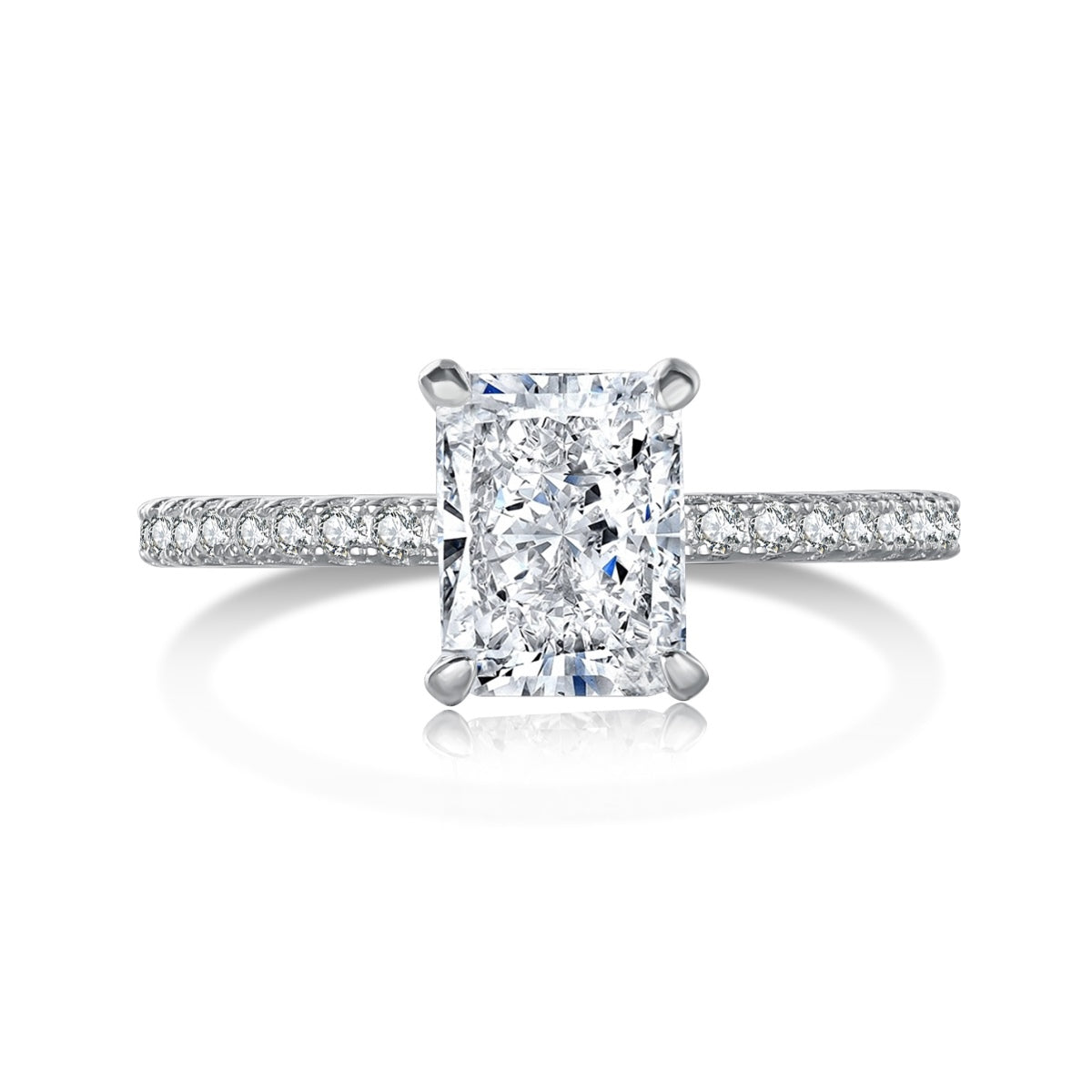 [Mirelle Jewelry]2.0 Carat Dazzling Sparkling Radiant Cut Party Ring
