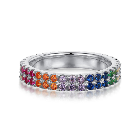 [Mirelle Jewelry]Unique Colorful Round Cut Tennis Ring