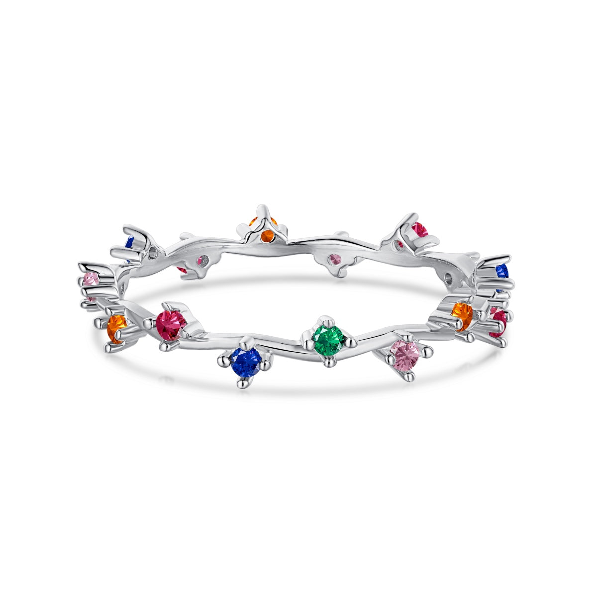 [Mirelle Jewelry]Radiant Colorful Round Cut Daily Ring