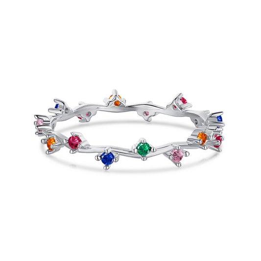 [Mirelle Jewelry]Radiant Colorful Round Cut Daily Ring