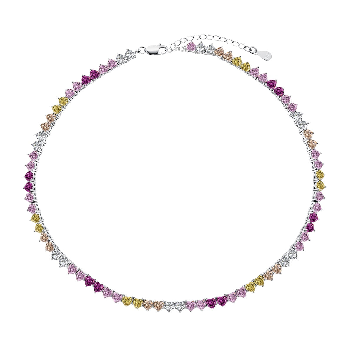 [Mirelle Jewelry]Sparkling Colorful Full Heart Tennis Necklace