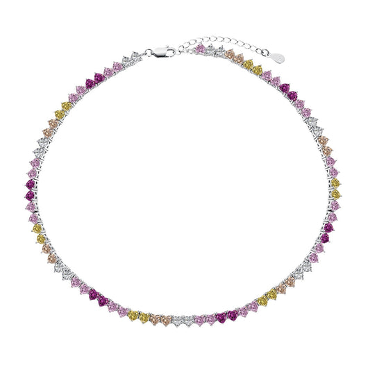 [Mirelle Jewelry]Sparkling Colorful Full Heart Tennis Necklace
