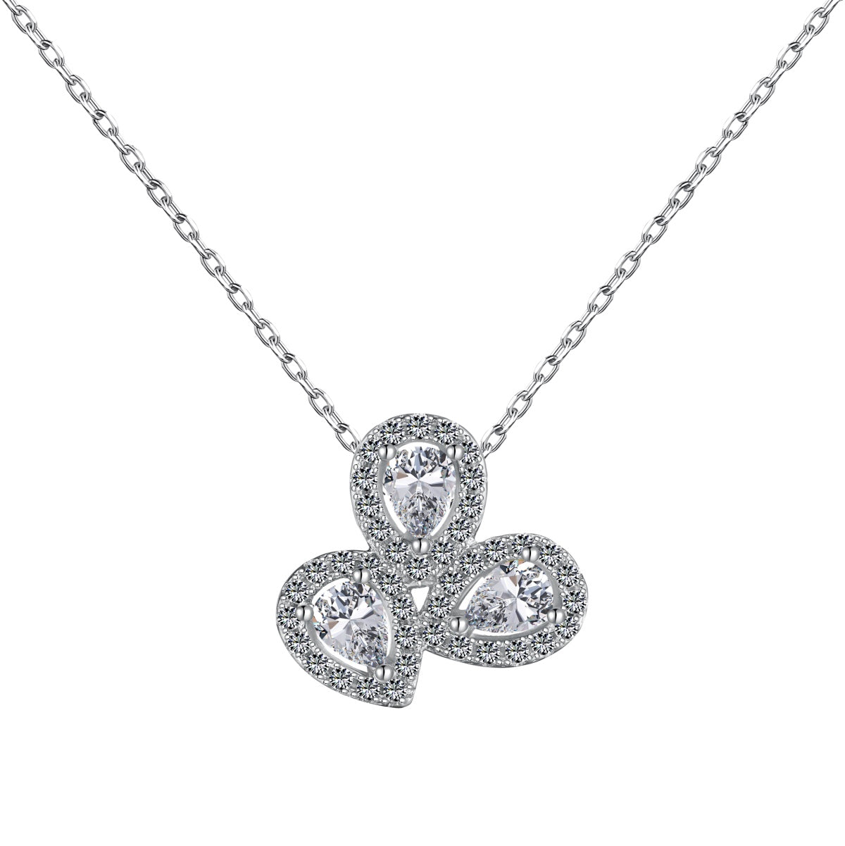 [Mirelle Jewelry]Elegant Flower Shape Pear Cut Necklace