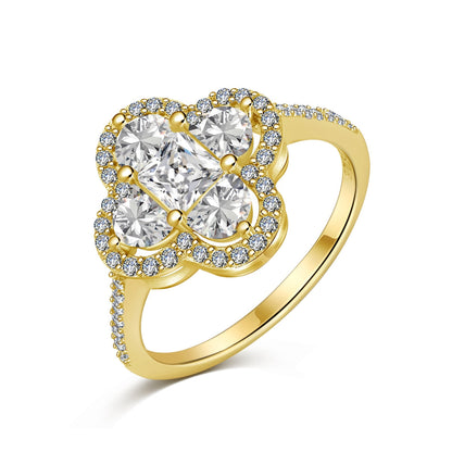 [Mirelle Jewelry]Luxurious Eternity Flower Shape Banquet Ring
