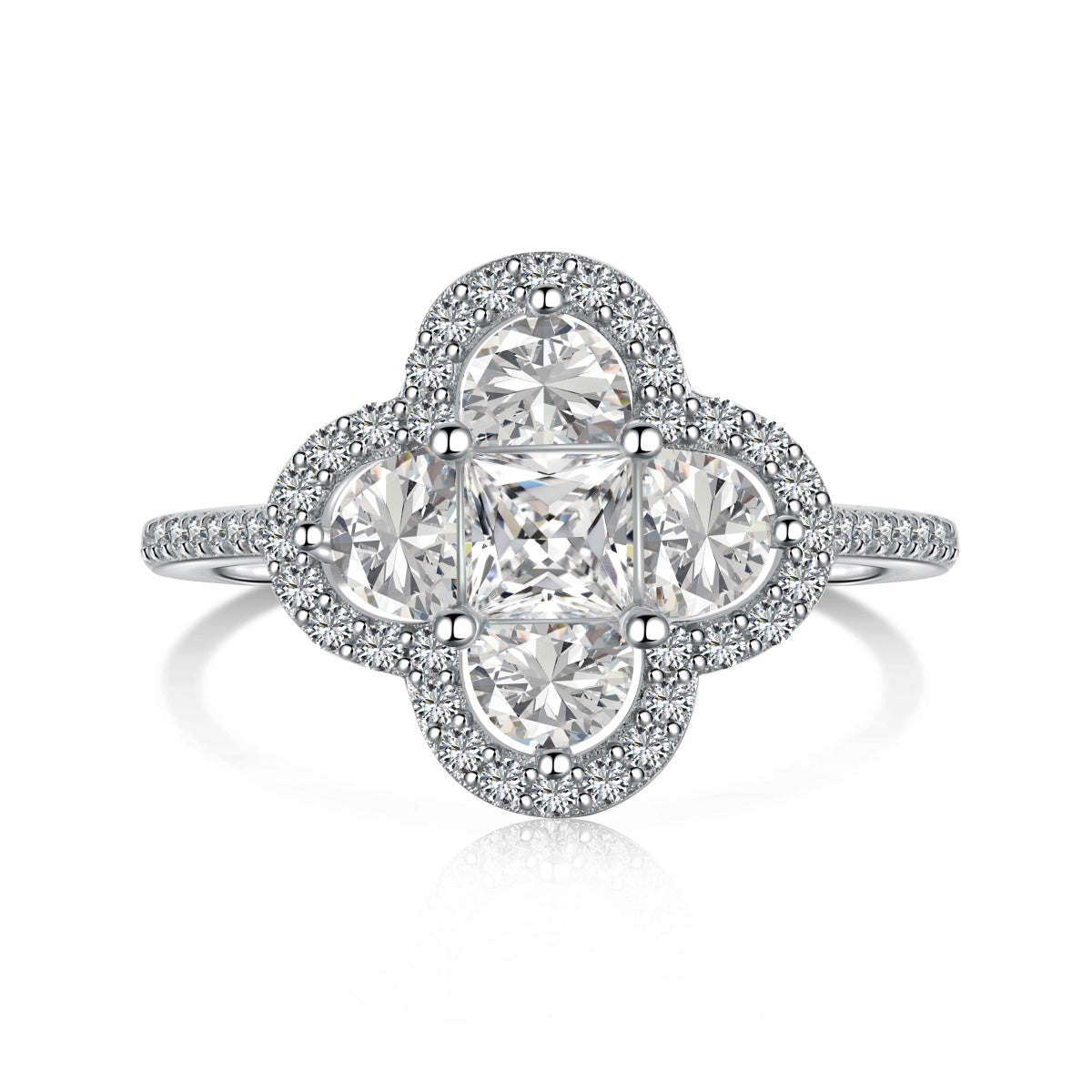 [Mirelle Jewelry]Luxurious Eternity Flower Shape Banquet Ring