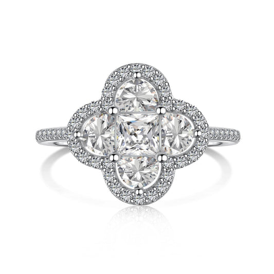 [Mirelle Jewelry]Luxurious Eternity Flower Shape Banquet Ring