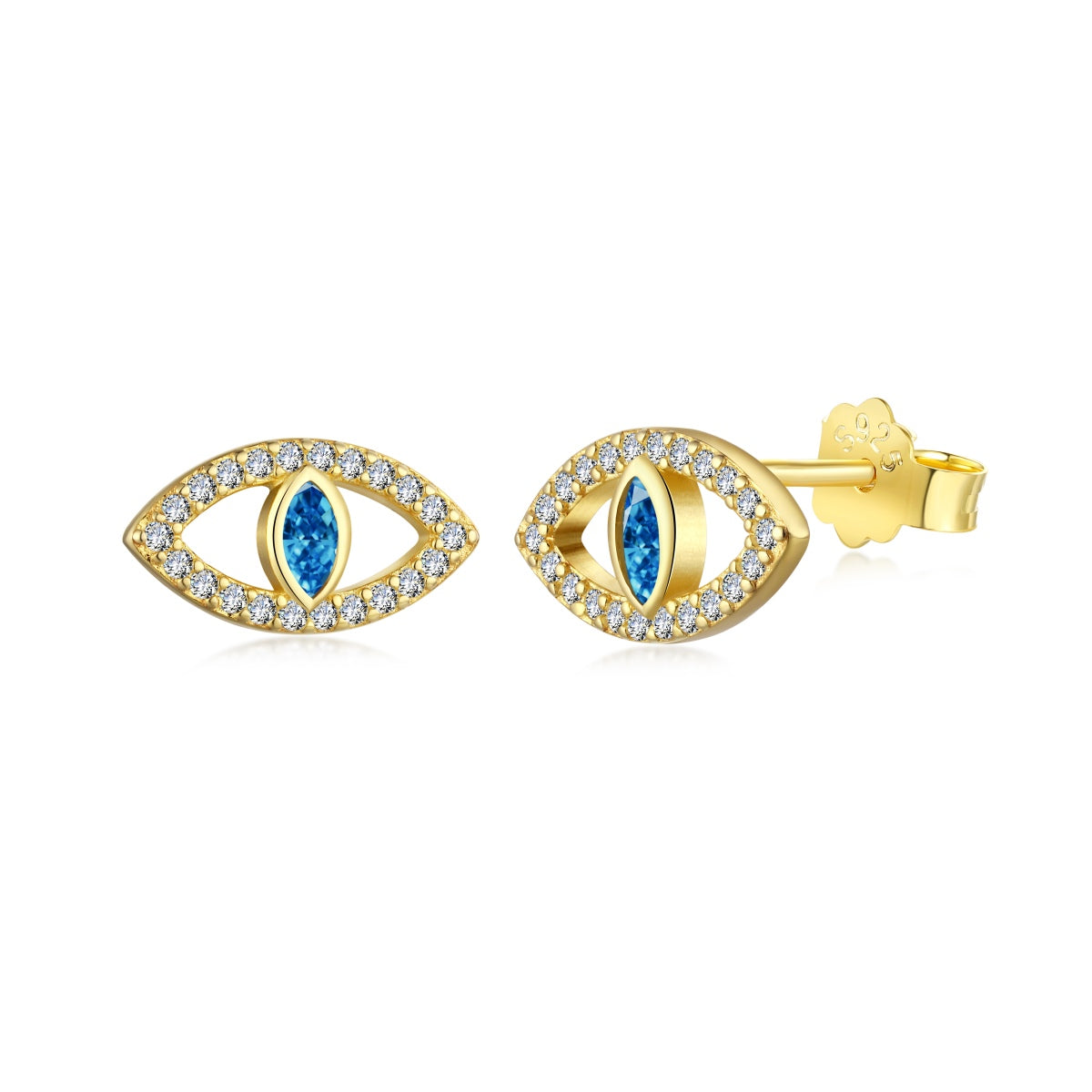 [Mirelle Jewelry]Blue Devil Eyes Hollow Stud Earrings