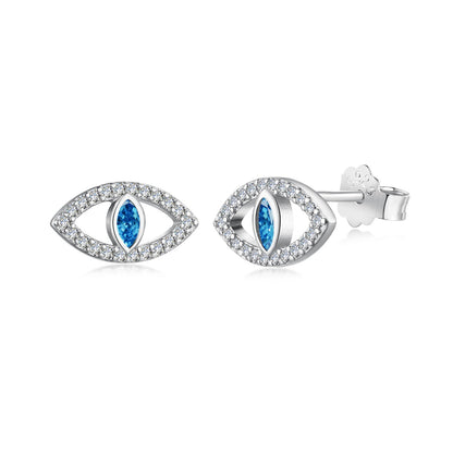 [Mirelle Jewelry]Blue Devil Eyes Hollow Stud Earrings