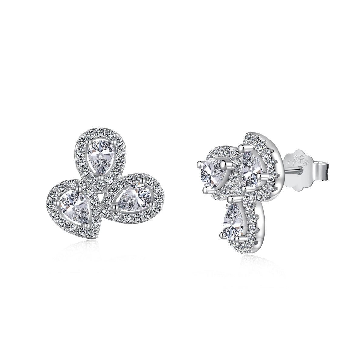 [Mirelle Jewelry]Ornate Flower Shape Pear Cut Lover Earrings
