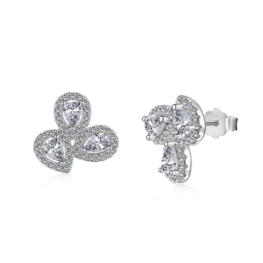 [Mirelle Jewelry]Ornate Flower Shape Pear Cut Lover Earrings