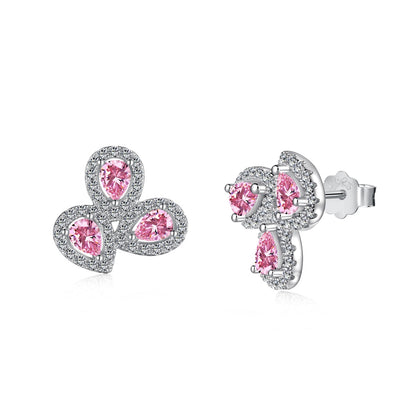 [Mirelle Jewelry]Ornate Flower Shape Pear Cut Lover Earrings
