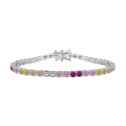 [Mirelle Jewelry]Radiant Colorful Round Cut Tennis Bracelet