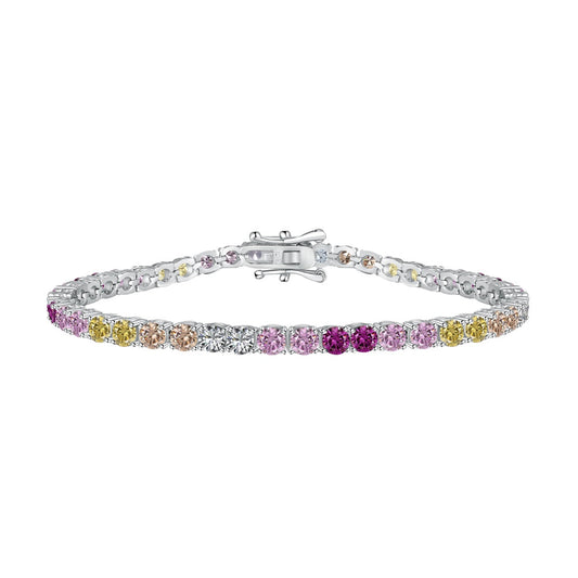 [Mirelle Jewelry]Radiant Colorful Round Cut Tennis Bracelet