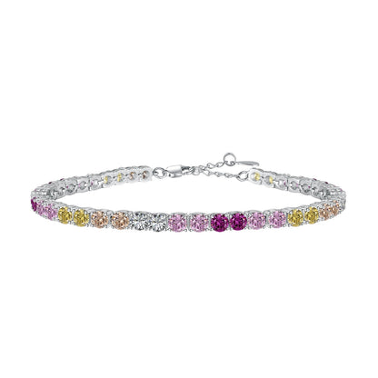 [Mirelle Jewelry]Radiant Colorful Round Cut Tennis Bracelet
