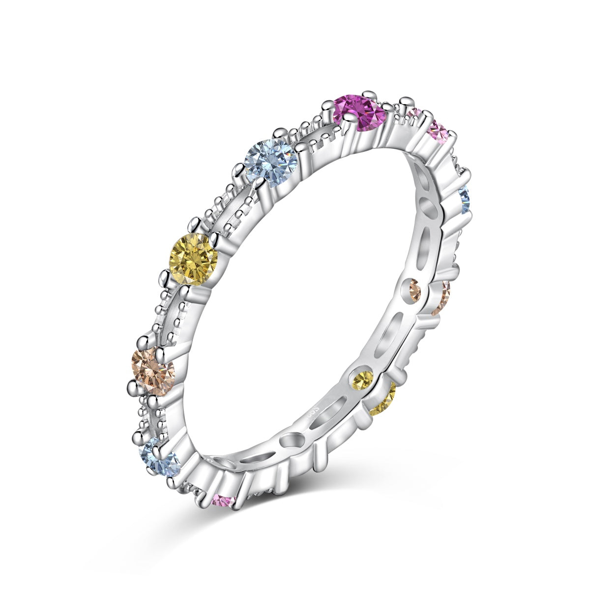 [Mirelle Jewelry]Sparkling Colorful Round Cut Tennis Ring