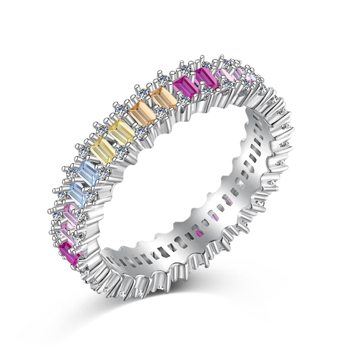 [Mirelle Jewelry]Splashy Ornate Emerald Cut Cocktail Ring