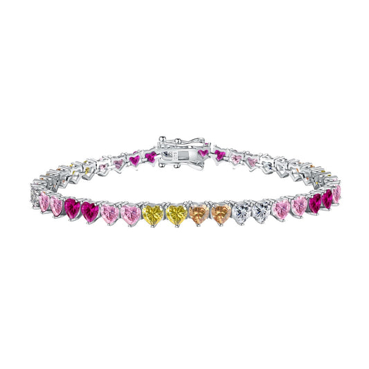 [Mirelle Jewelry]Luxurious Colorful Romantic Heart Shape Lover Bracelet