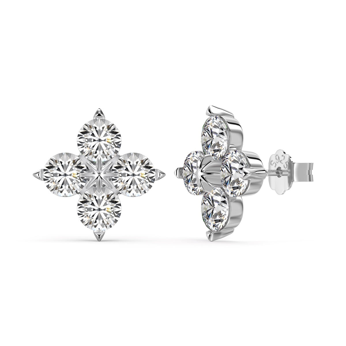 [Mirelle Jewelry]Four-Leaf Clover Eight-Pointed Star Earrings
