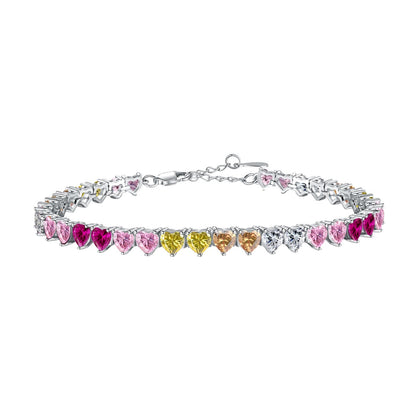 [Mirelle Jewelry]Luxurious Colorful Romantic Heart Shape Lover Bracelet