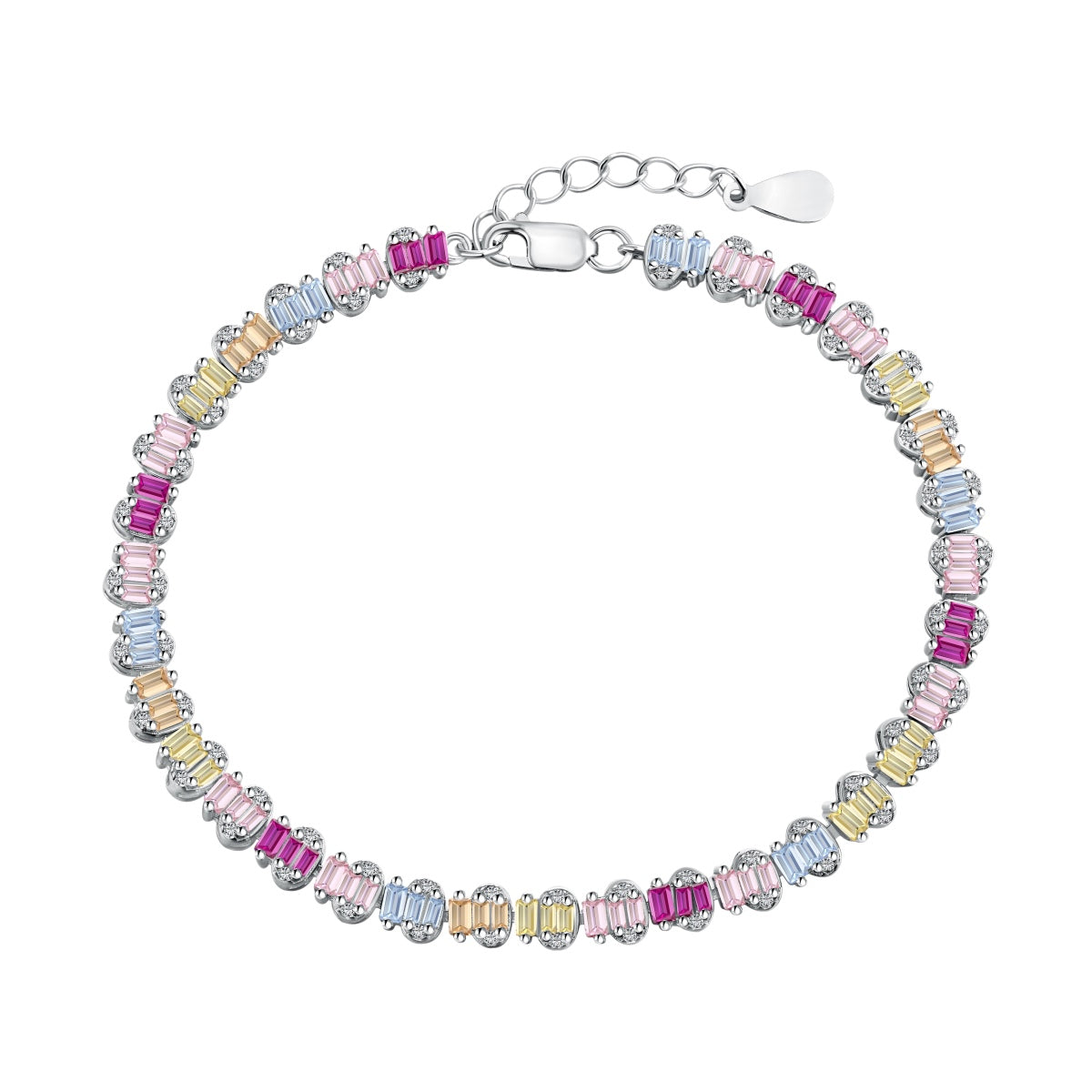 [Mirelle Jewelry]Delicate Colorful Emerald Cut Party Bracelet