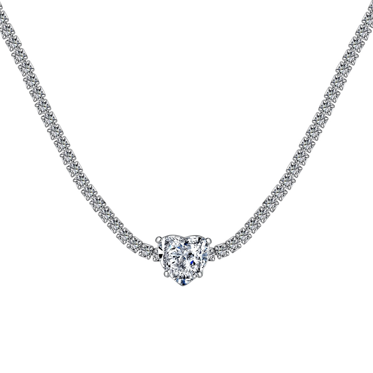 [Mirelle Jewelry]2.0 Carat Sparkling Tennis Heart Cut Necklace