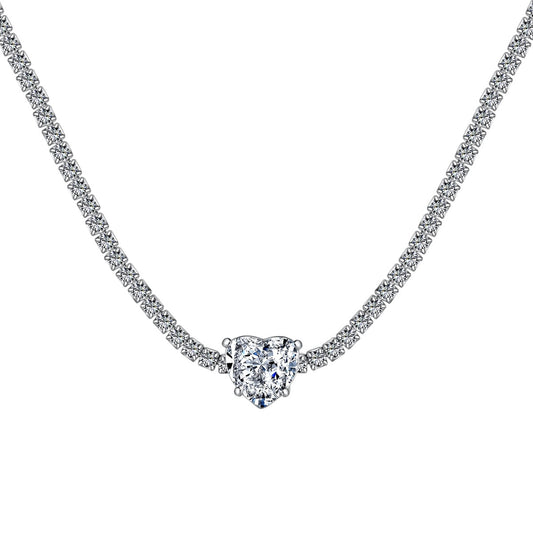 [Mirelle Jewelry]2.0 Carat Sparkling Tennis Heart Cut Necklace