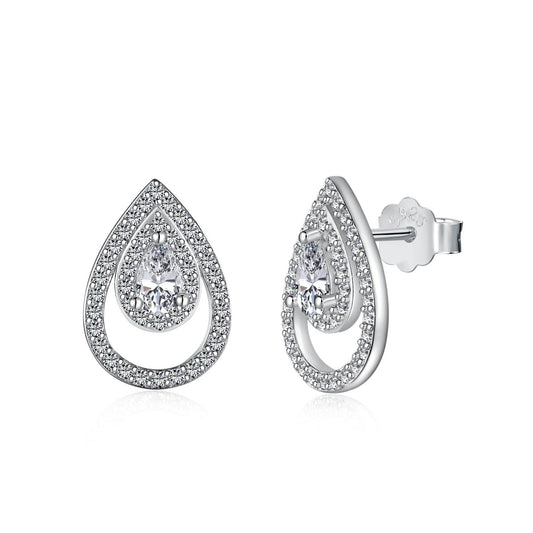 [Mirelle Jewelry]Sparkling Delicate Water Drop Shape Daily Earrings