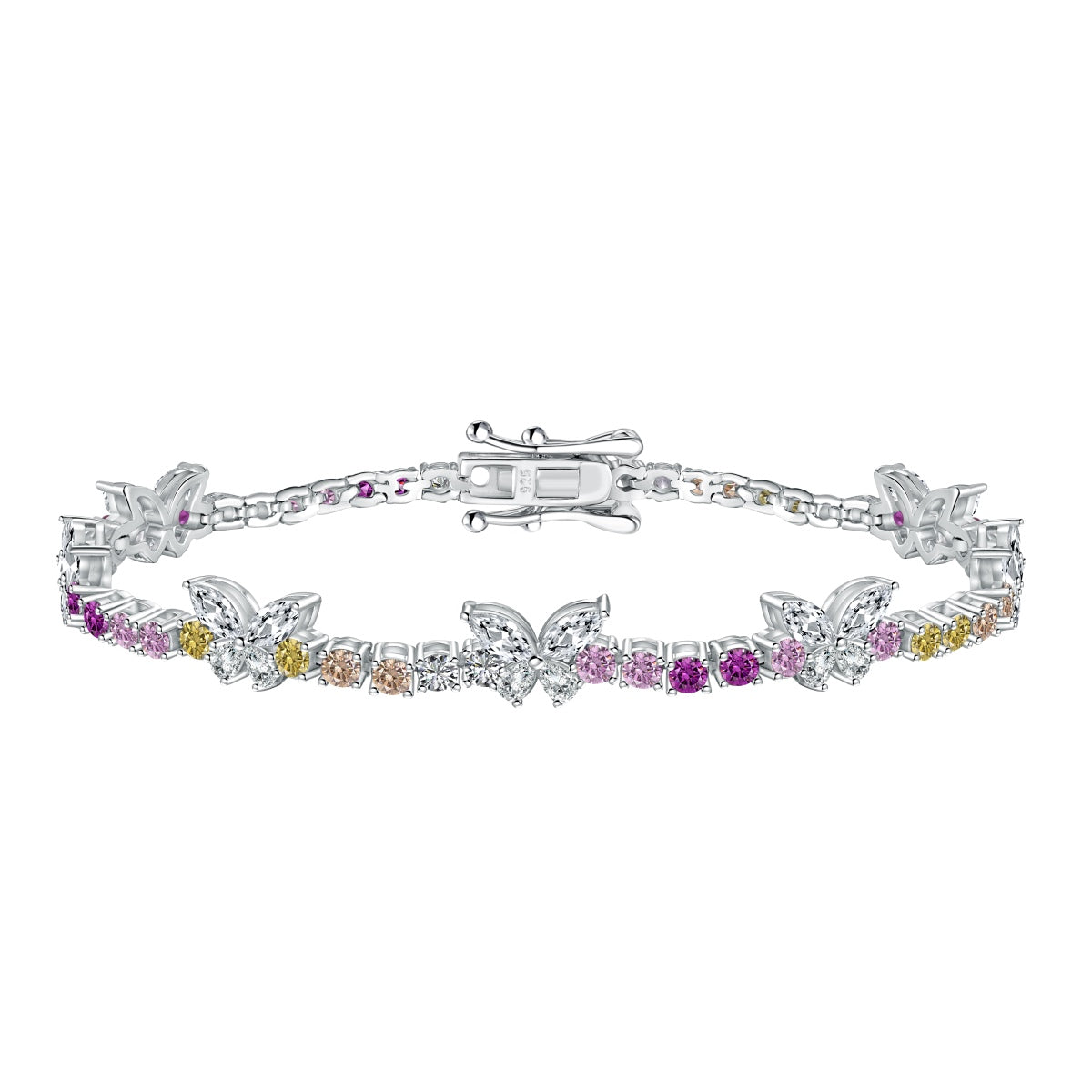 [Mirelle Jewelry]Ornate Colorful Butterfly Shape Round Cut Daily Bracelet