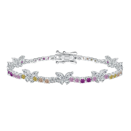 [Mirelle Jewelry]Ornate Colorful Butterfly Shape Round Cut Daily Bracelet