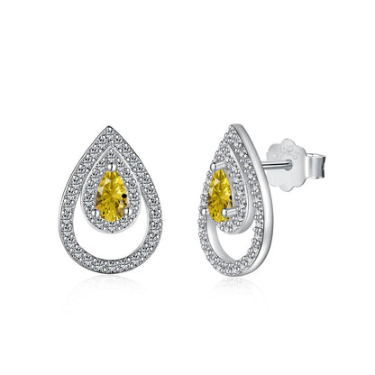 [Mirelle Jewelry]Sparkling Delicate Water Drop Shape Daily Earrings