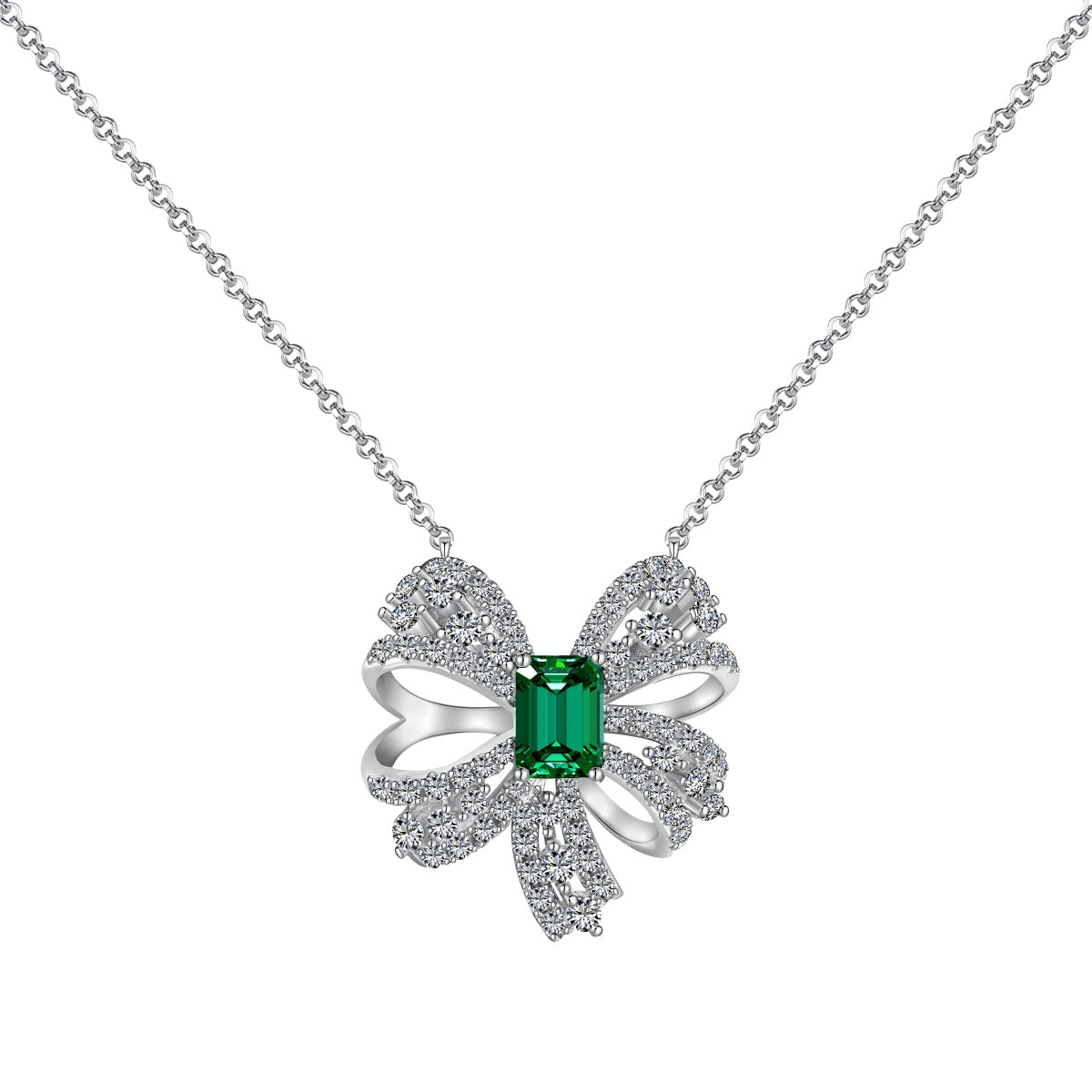 [Mirelle Jewelry]Luxurious Flower Shape Emerald Cut Necklace