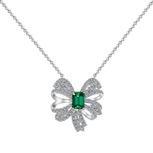 [Mirelle Jewelry]Luxurious Flower Shape Emerald Cut Necklace