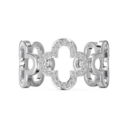 [Mirelle Jewelry]Hollow Design Four-Leaf Clover Flower Shape Ring