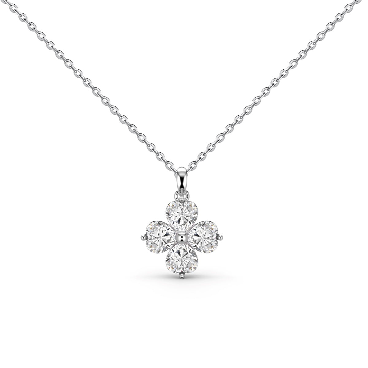 [Mirelle Jewelry]Heart-Shaped Four-Leaf Clover Bead Necklace
