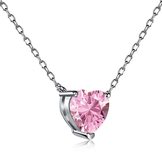 [Mirelle Jewelry]Heart Shape Main Stone Pendant Collarbone Necklace