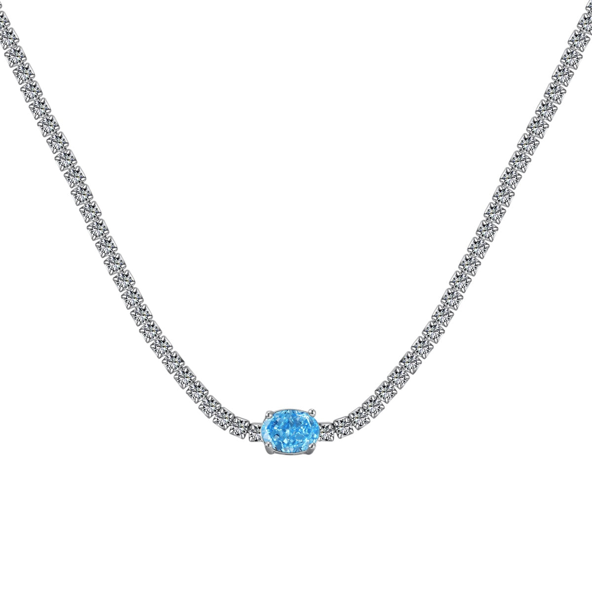 [Mirelle Jewelry]1.0 Carat Shining Oval Cut Necklace