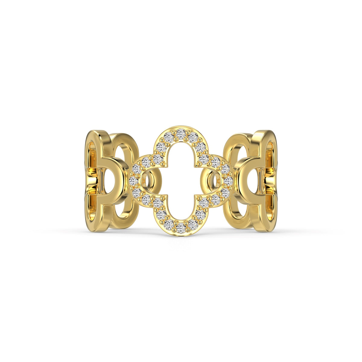 [Mirelle Jewelry]Hollow Design Four-Leaf Clover Flower Shape Ring