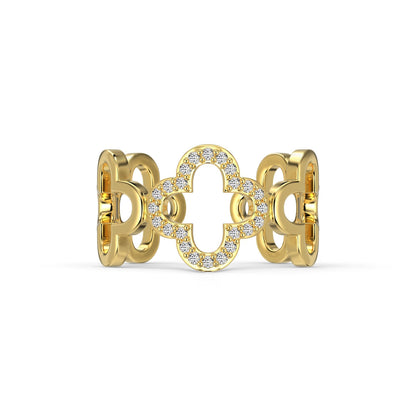 [Mirelle Jewelry]Hollow Design Four-Leaf Clover Flower Shape Ring