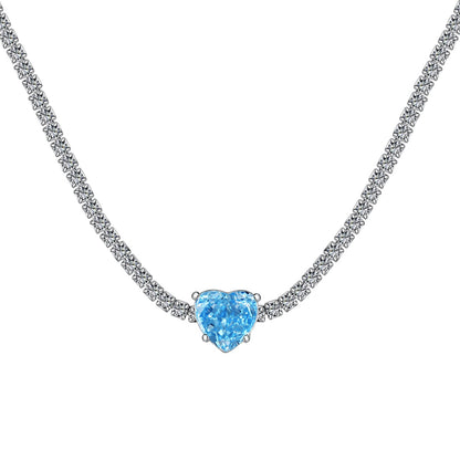 [Mirelle Jewelry]2.0 Carat Sparkling Tennis Heart Cut Necklace