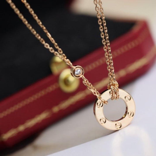 [⭐Mirelle]LOVE NECKLACE ADJUSTABLE ROSE GOLD 2 DIAMOND