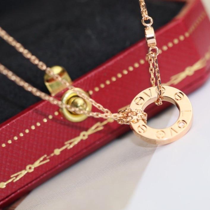 [⭐Mirelle]LOVE NECKLACE ADJUSTABLE ROSE GOLD 2 DIAMOND